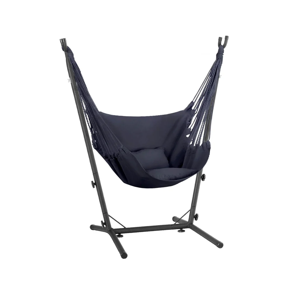 Hammock Chair Outdoor Camping Hanging with Stand - Grey - Nurns