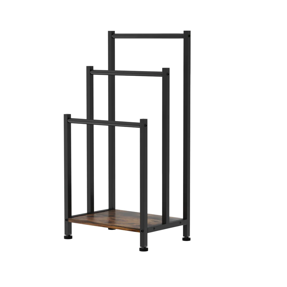 Freestanding Towel Rack 3 Tier Shelf Drying Storage Bathroom Home Black - Nurns