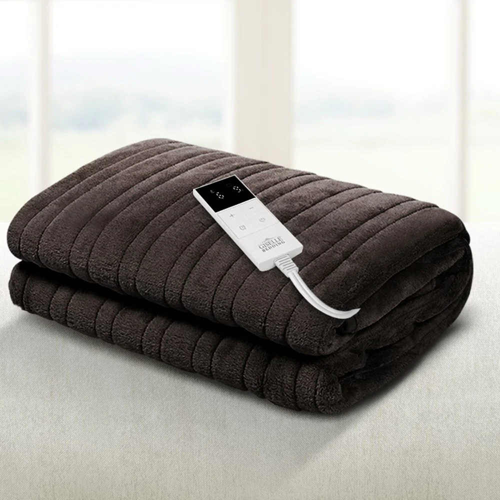 Watson Electric Throw Soft Blanket - Chocolate - Nurns
