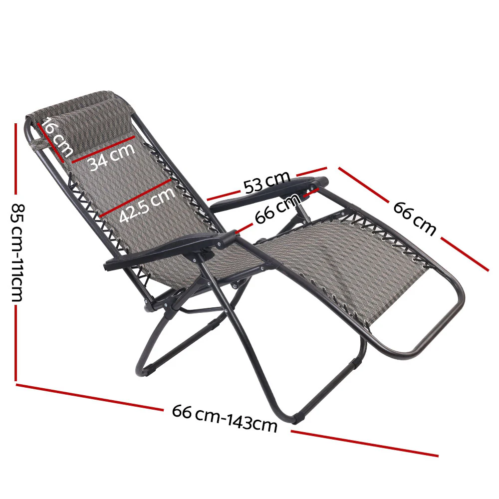 Loughton Zero Gravity Folding Recliner Outdoor Chair - Grey - Nurns