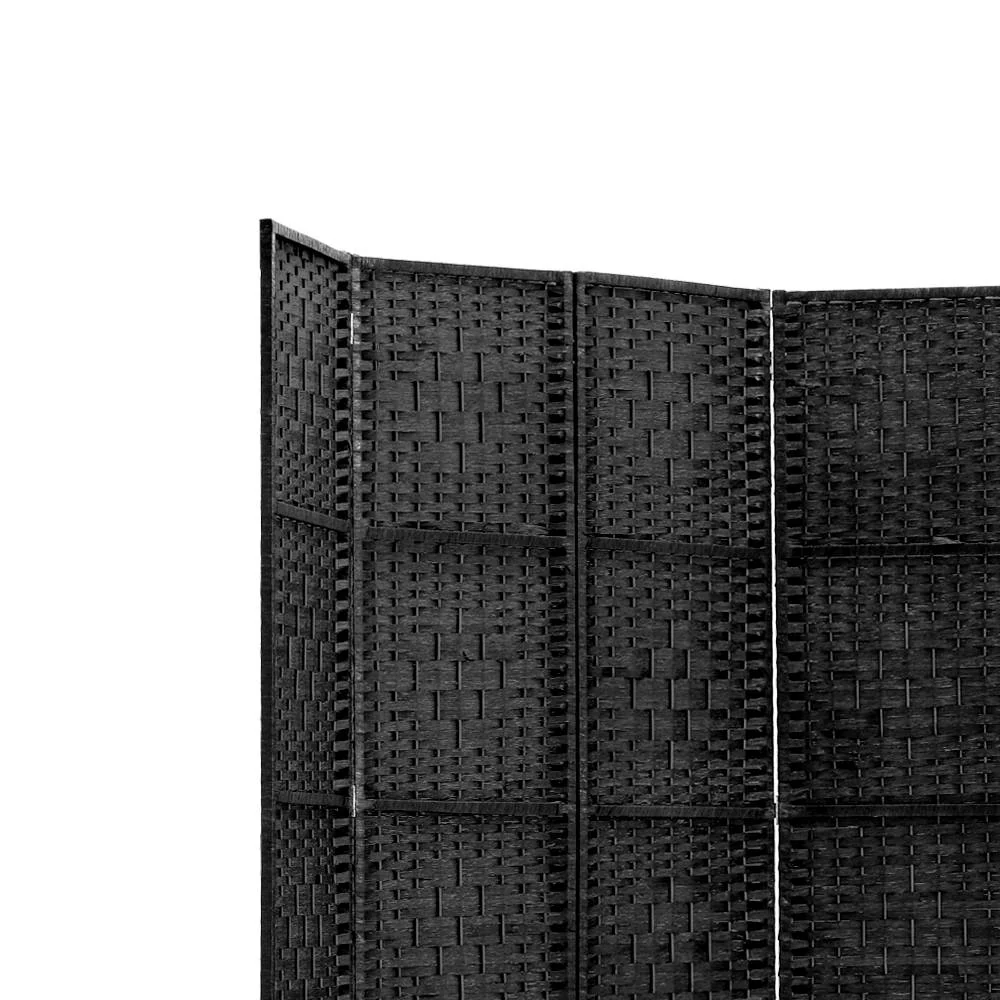 6 Panel Room Divider Screen 245x170cm Woven - Black - Nurns