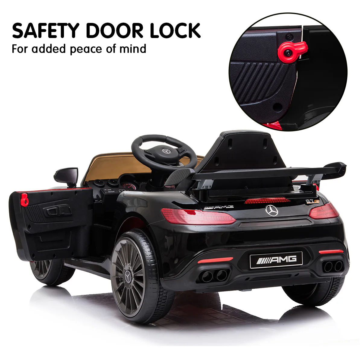 Mercedes Benz Licensed Kids Electric Ride On Car Remote Control - Black - Nurns