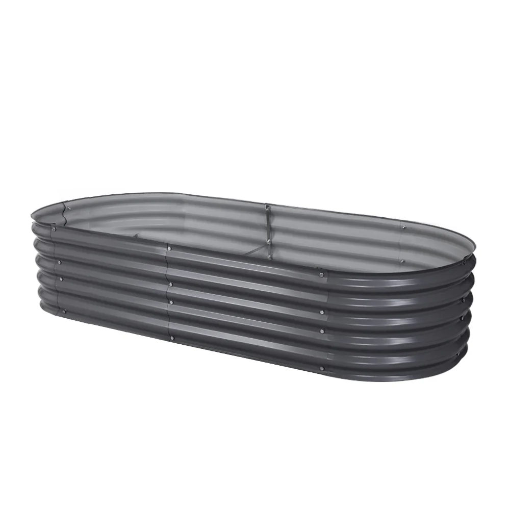 Garden Bed 160x80x42cm Oval Planter Box Raised Container Galvanised - Nurns
