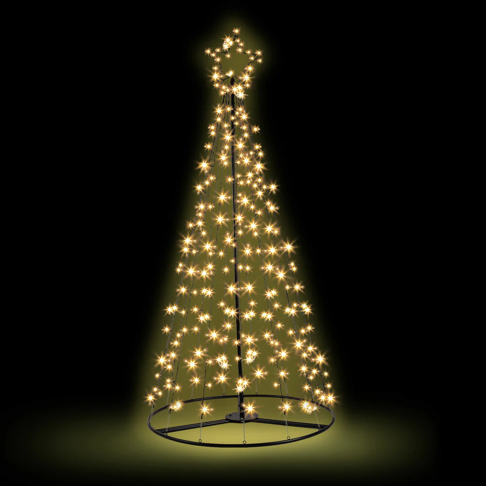 7ft 2.1m 264 LED Solar Christmas Tree Xmas Tree Decorations 8 Light Modes - Warm White - Nurns