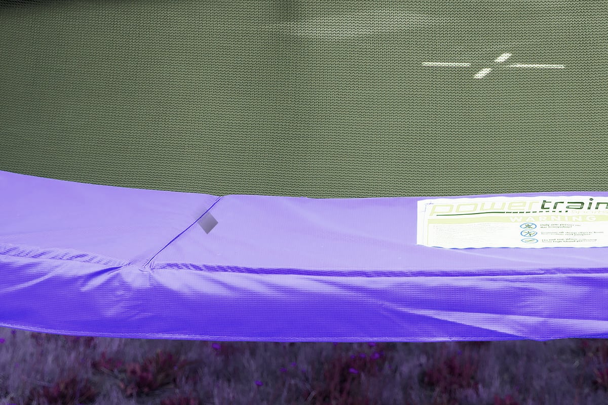 Kahuna Trampoline for Kids 14FT Outdoor Children with Safety Enclosure Pad Mat Ladder Basketball Hoop Set - Purple - Nurns