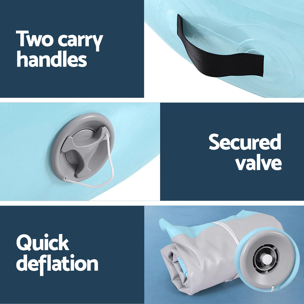 Everfit 1m Air Track Spot Inflatable Gymnastics Tumbling Mat Round W/ Pump Green - Nurns