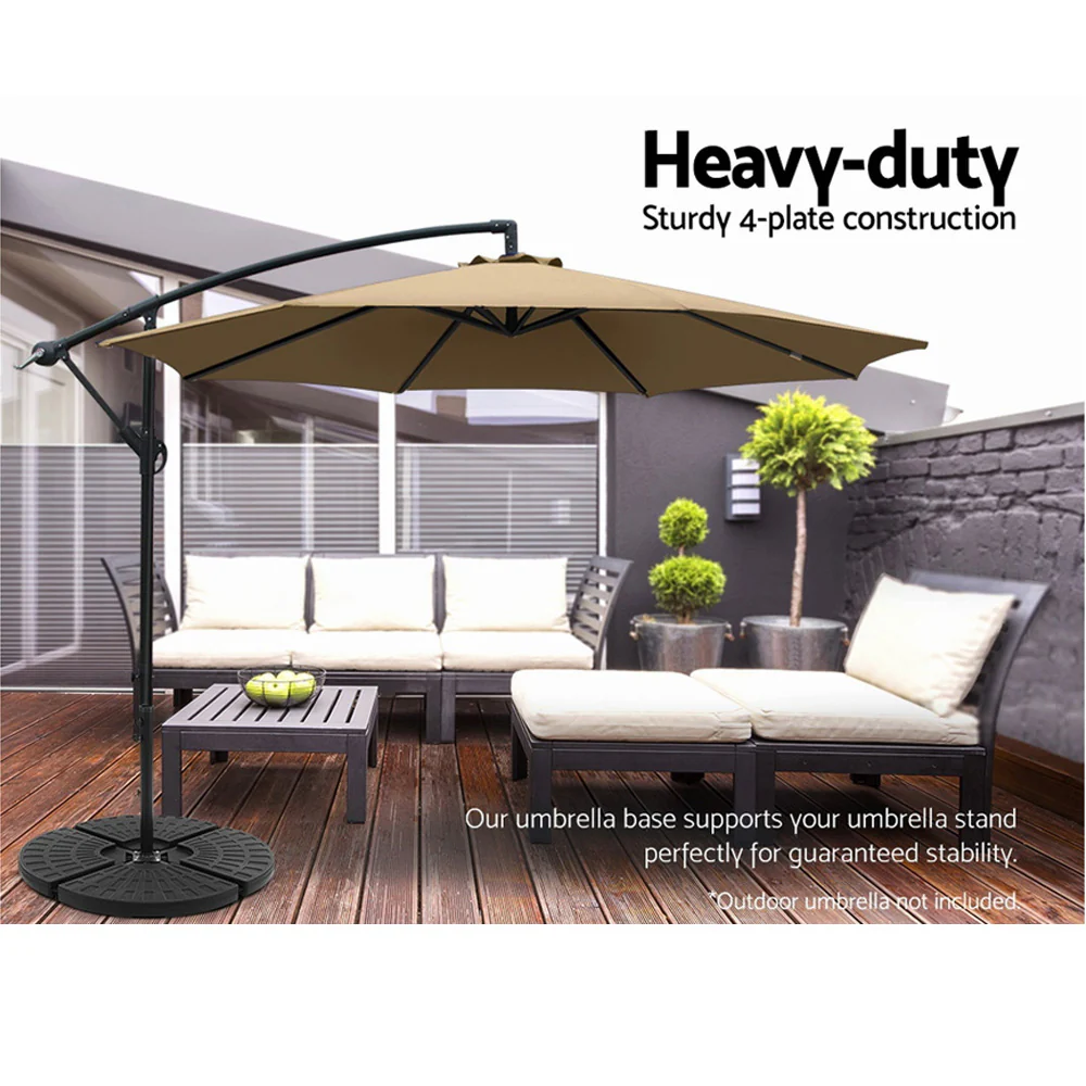 Instahut 48cm Outdoor Umbrella Base Stand 4 Plates Pod Cantilever - Nurns