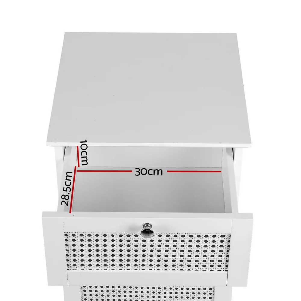 Laundry Hamper Cabinet Bathroom Storage White Rattan Clothes Basket - Nurns