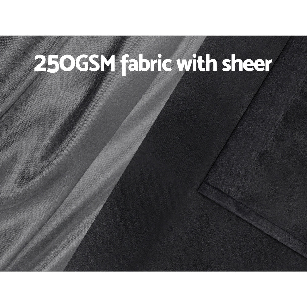 Set of 2 132x304cm Blockout Sheer Curtains Black - Nurns