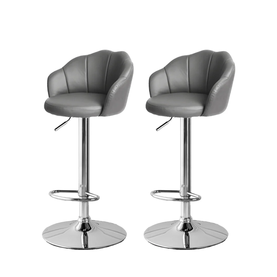 Set of 2 Mesa Bar Stools Kitchen Gas Lift Stool Chair Swivel Barstools Leather - Grey - Nurns