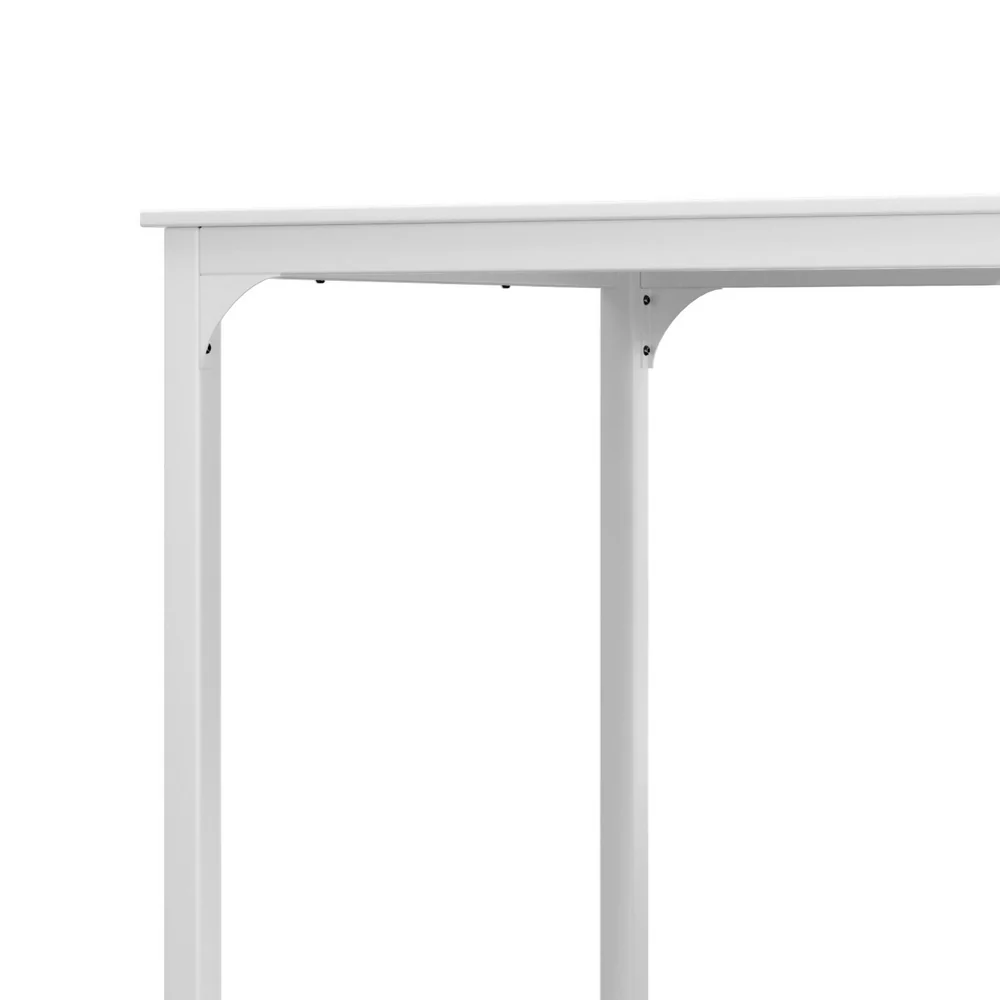 Bar Table Dining Desk High Kitchen Shelf Metal Legs Cafe Pub - White - Nurns