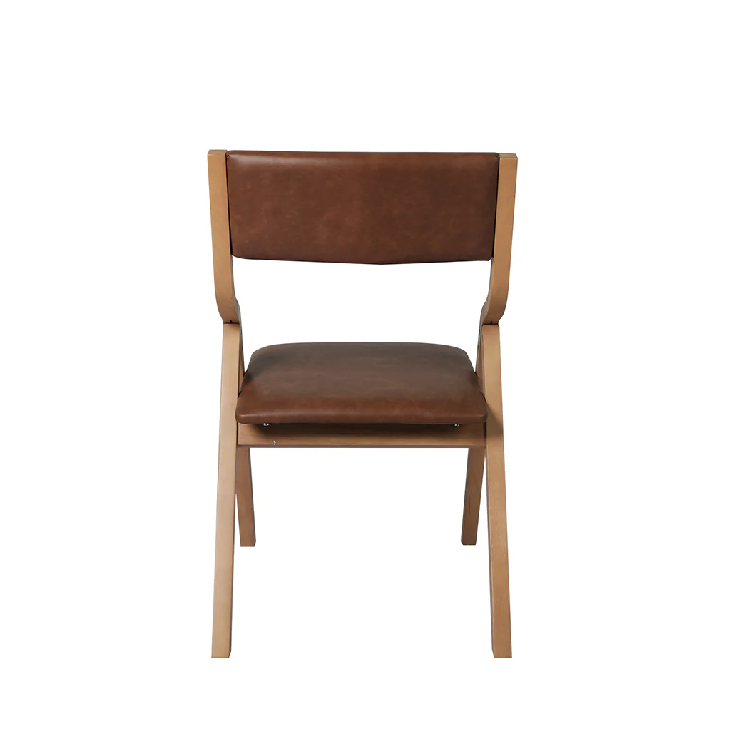 Romilly Set of 2 Dining Chairs Foldable PU Leather Kitchen Chair Lounge Room Padded - Brown - Nurns