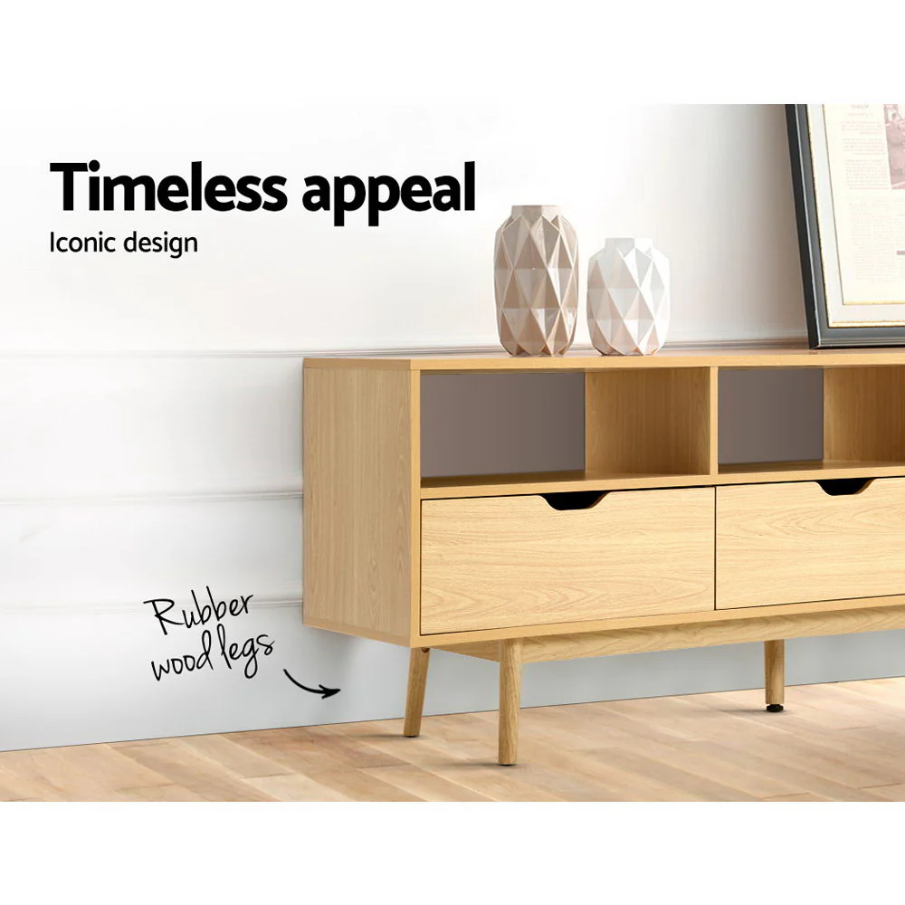 Ursa 160cm Wooden Scandinavian Entertainment Unit - Natural - Nurns