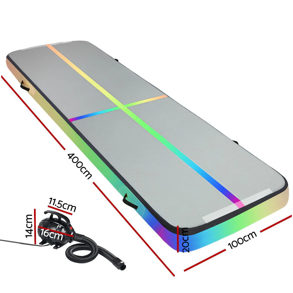 Everfit 4M Air Track Gymnastics Tumbling Exercise Mat Inflatable Mats 20CM Thick + Pump - Nurns