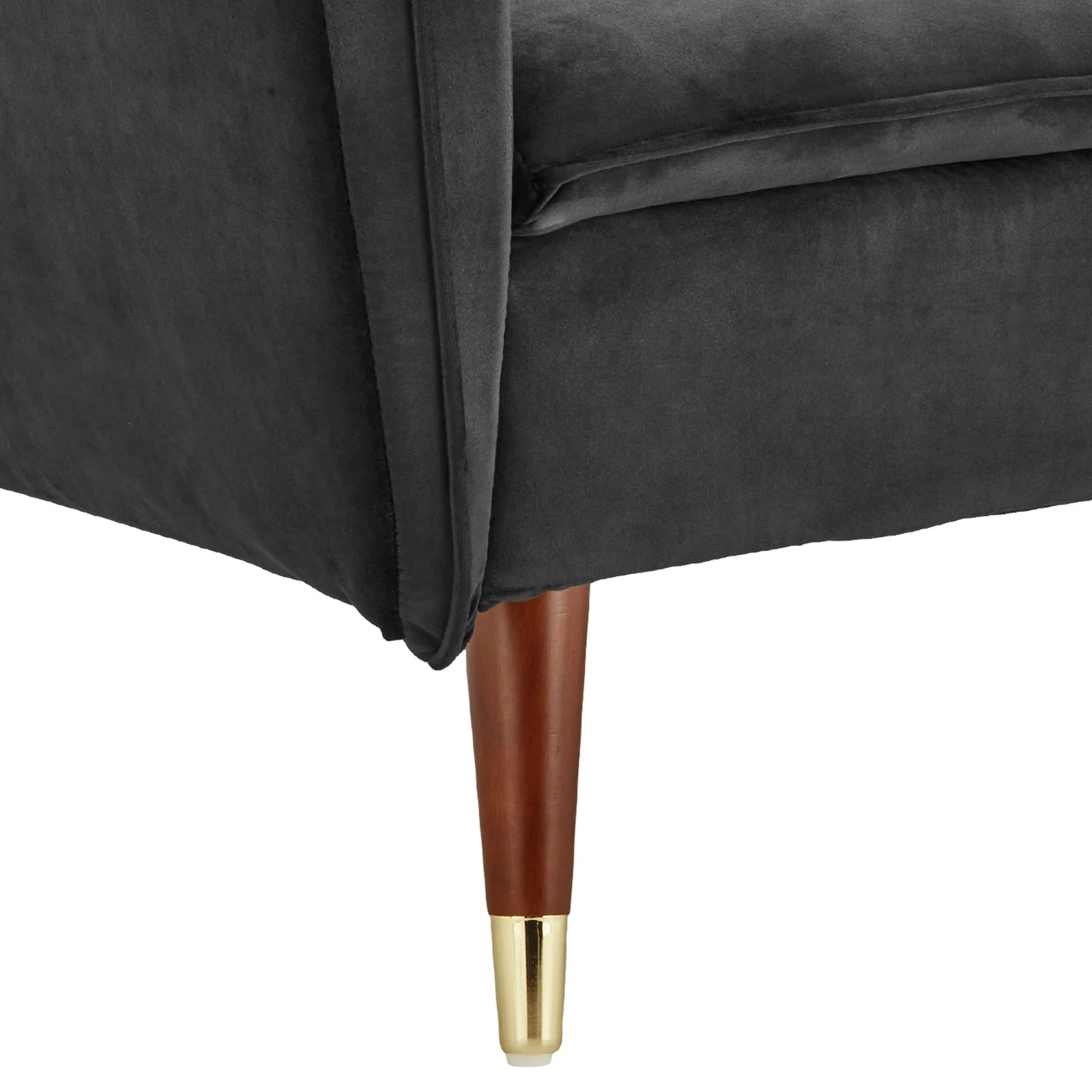 Marissa 2-Seater Faux Velvet Tufted Futon Sofa Bed Couch - Black - Nurns