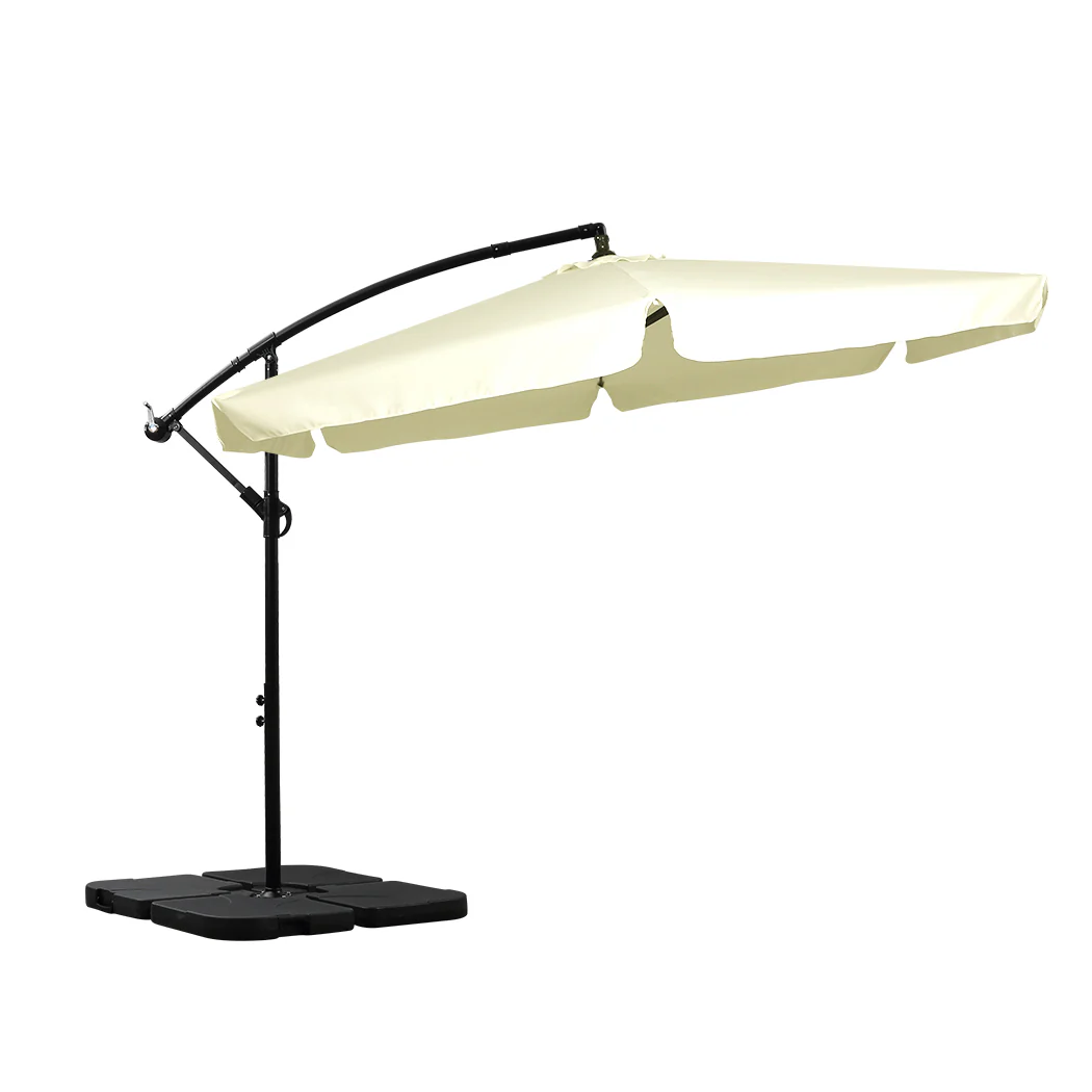 Mountview 3M Outdoor Umbrella Beach Beige With Base - Nurns