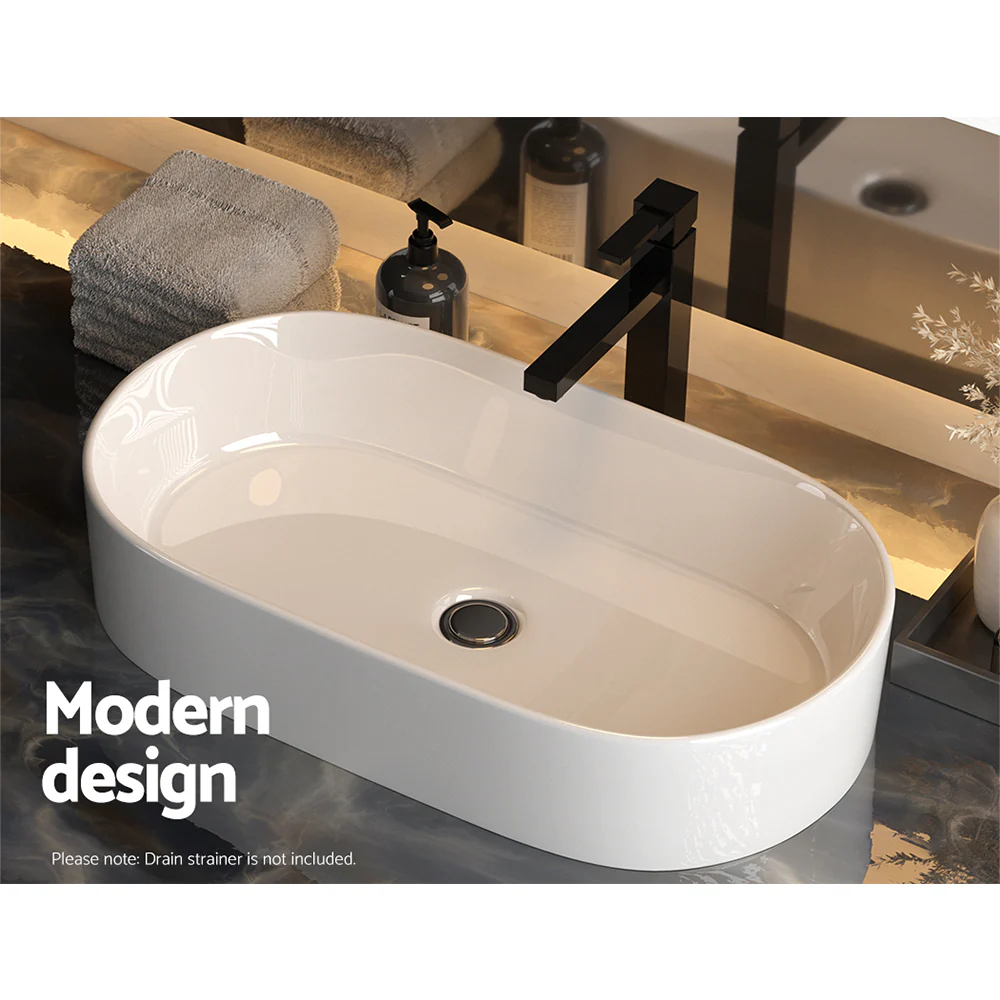 Bathroom Basin Ceramic Vanity Sink Hand Wash Bowl 52x31cm - Nurns