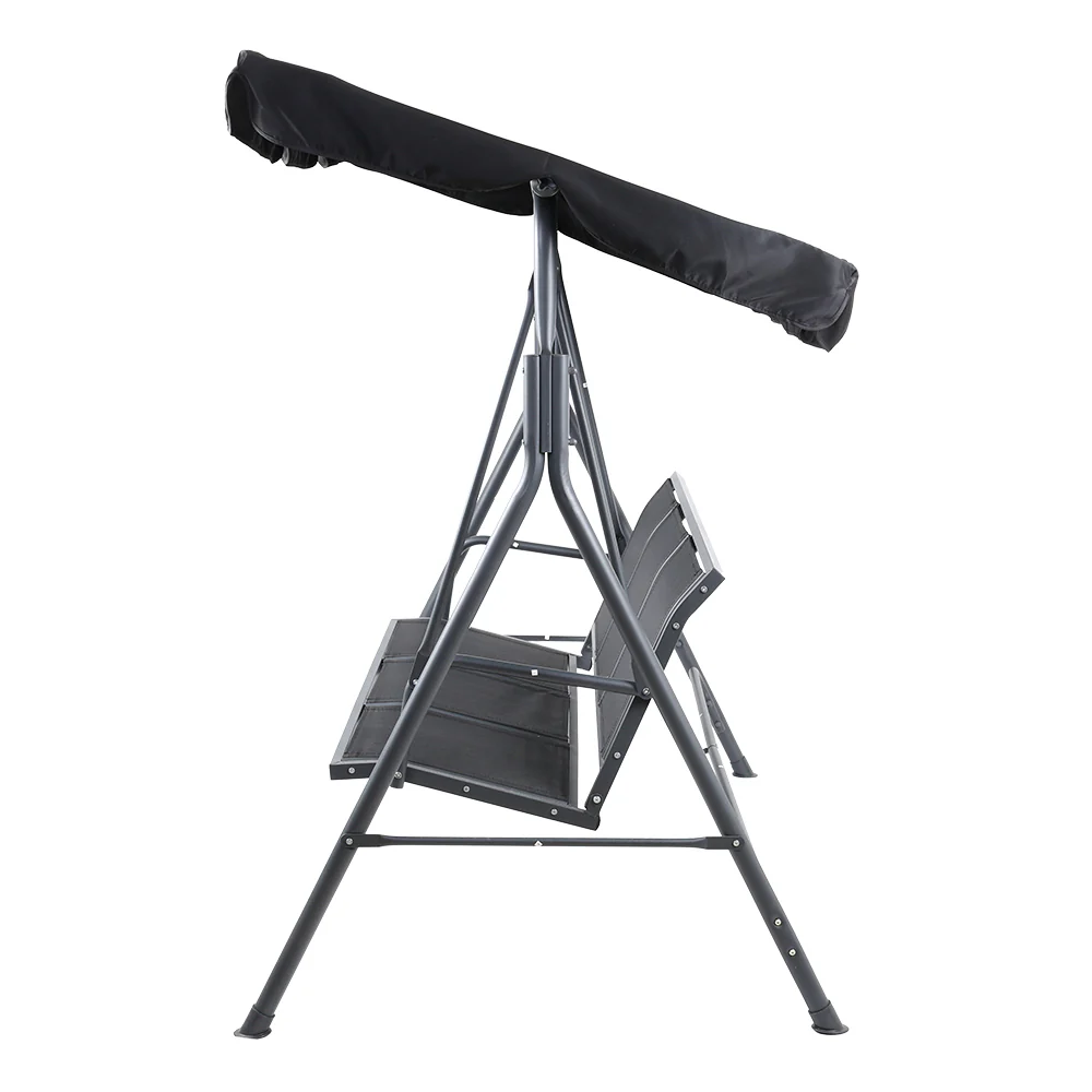 Keoni 3 Seater Swing Chair Hanging Chairs Canopy Garden Bench Seat Patio Lounger Cushion Backyard Park - Black - Nurns