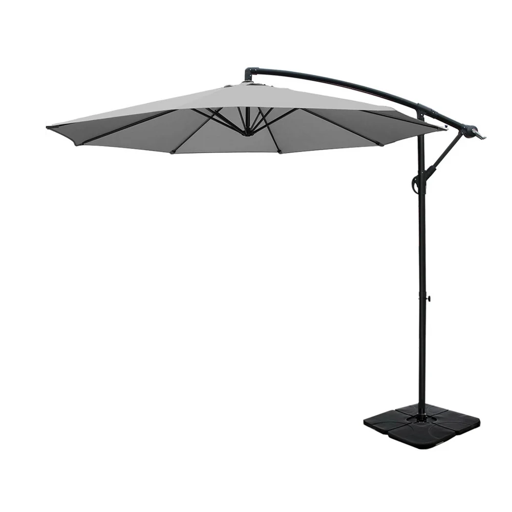 Instahut Umbrella Outdoor Umbrellas Cantilever Sun Stand UV Garden Base Grey 3M - Nurns