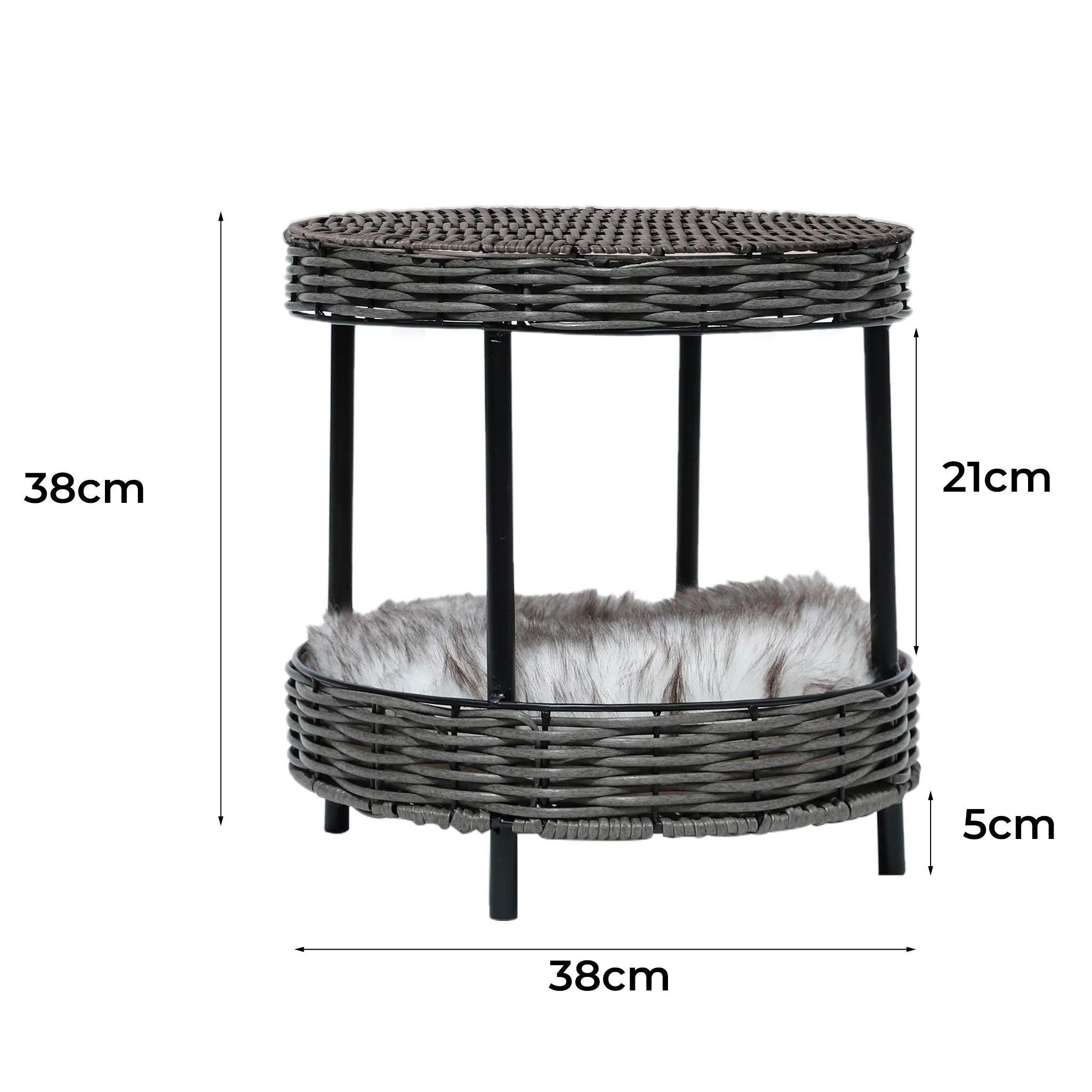 SMALL Cat Beds Rattan Pet Elevated Raised - Brown - Nurns