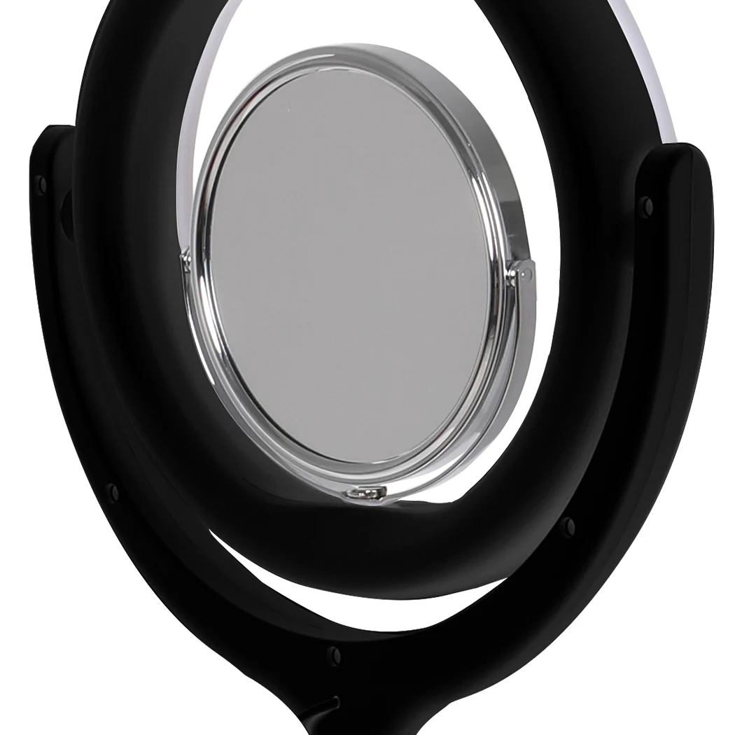 LED Ring Light with Tripod Stand Phone Holder Dimmable Studio Lamp Makeup Mirror Black - Nurns