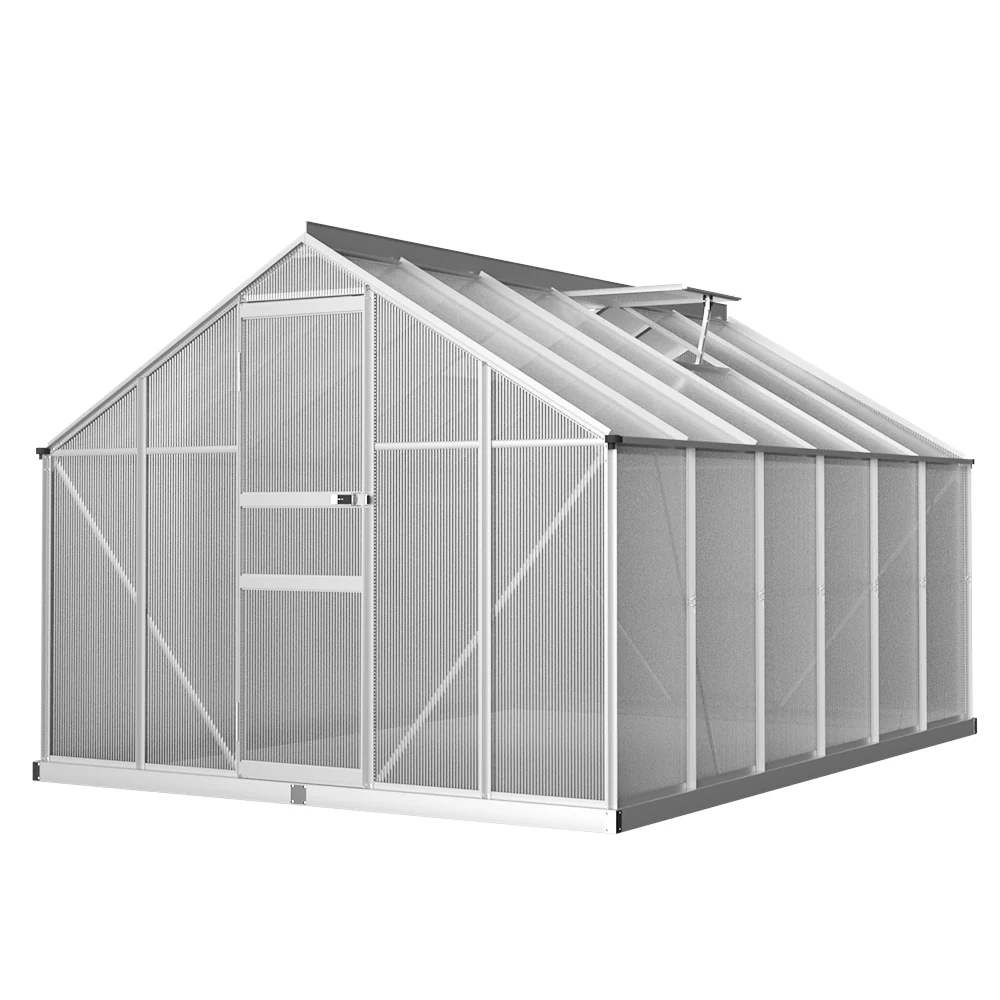 Greenfingers Greenhouse 3.6x2.5x1.95M Aluminium Polycarbonate Green House Garden Shed - Nurns