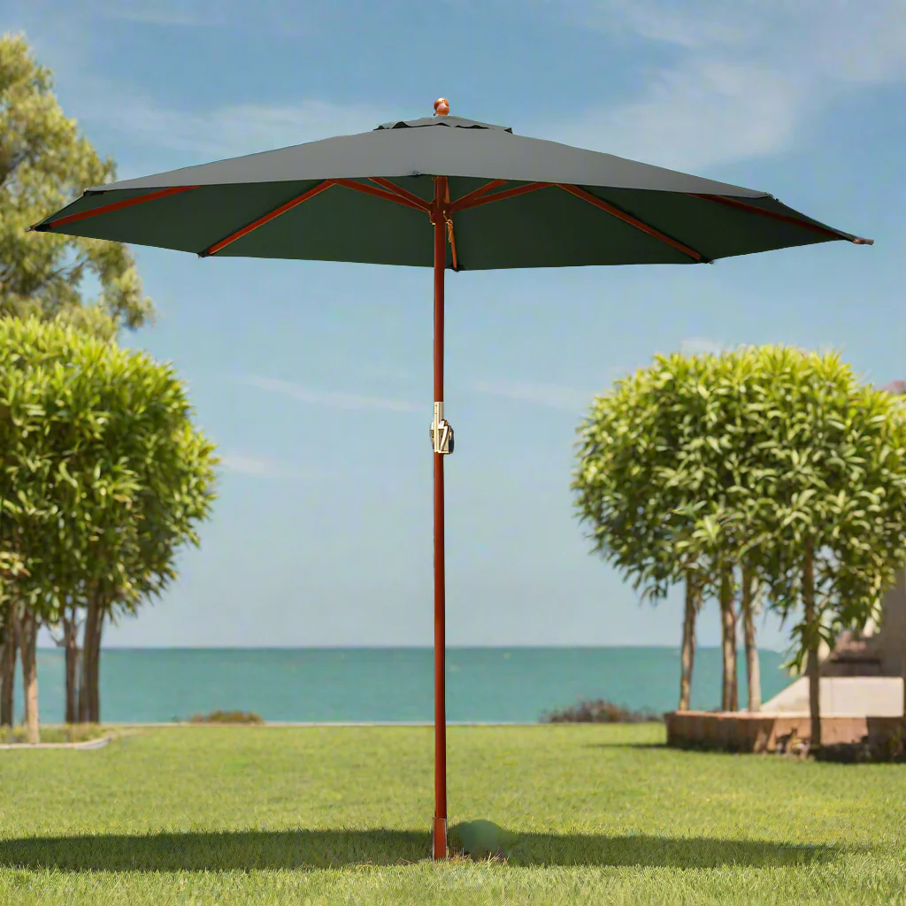 Instahut 3m Outdoor Umbrella Pole Umbrellas Beach Garden Sun Stand Patio Charcoal - Nurns