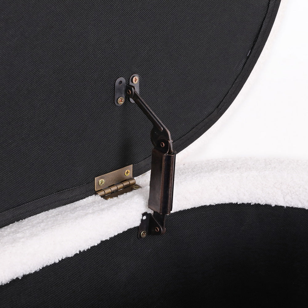 Storage Ottoman Blanket Box 87cm Bouclé Fabric Oval - White - Nurns