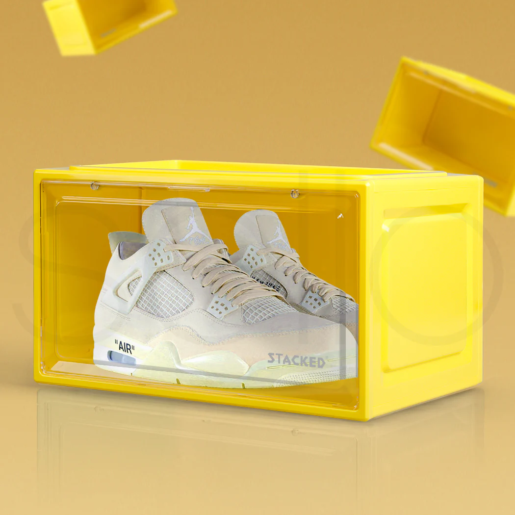 Stacked Sneaker Display Case Clear Shoe Yellow - Nurns