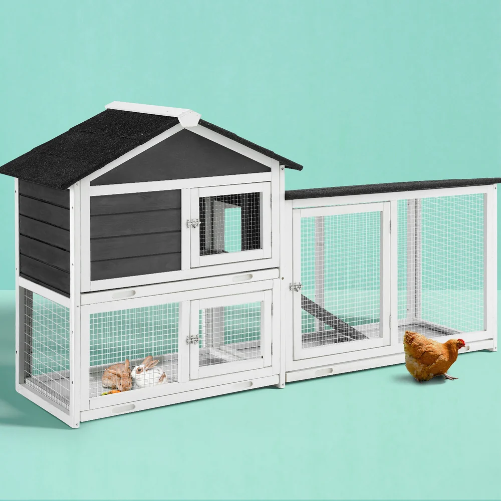 Chicken Coop Rabbit Hutch Extra Large Wooden Run Cage House With Run Cage - Nurns