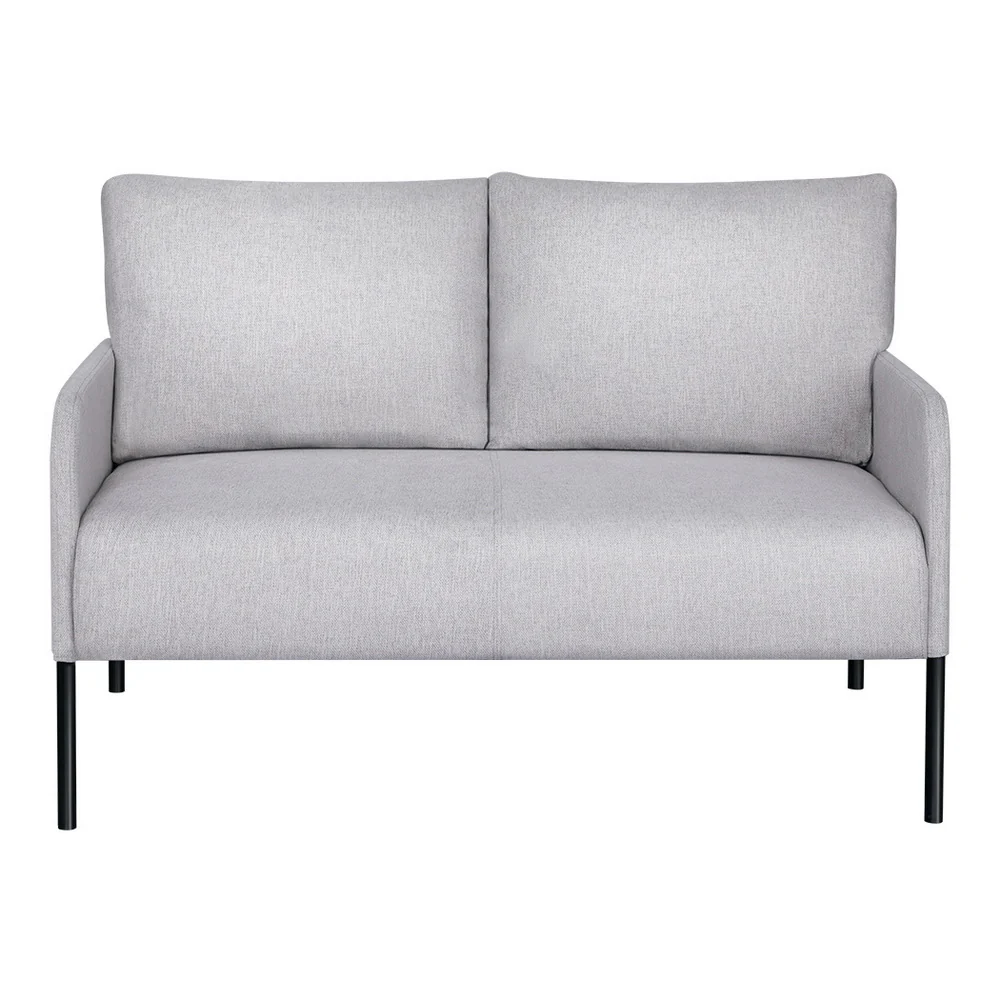 Myrtle 2-Seater Sofa Accent Chair Loveseat Linen Fabric Metal Leg - Grey - Nurns