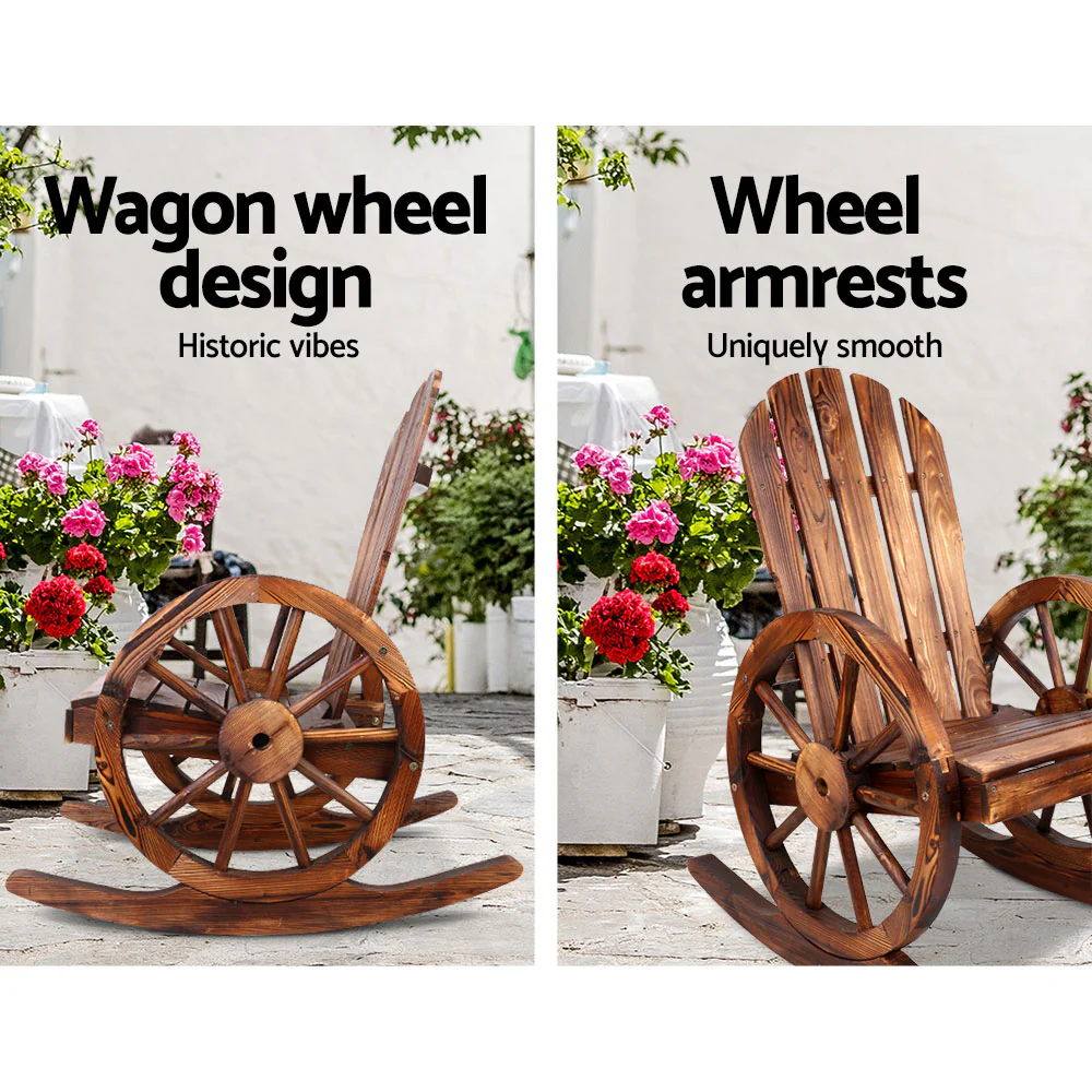 Wagon Wheels Rocking Chair - Brown - Nurns