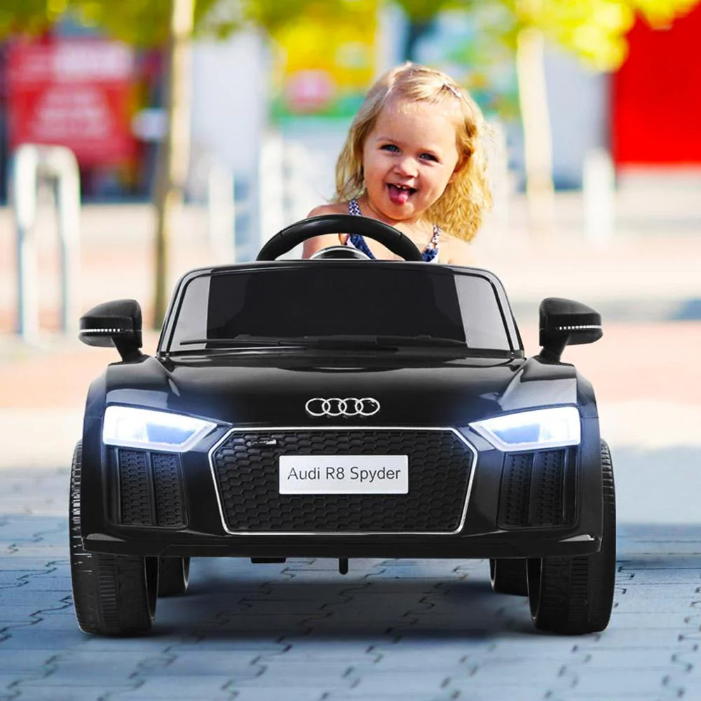 Kids Ride on Car Audi R8 Licensed Sports Electric Toy Cars - Black - Nurns