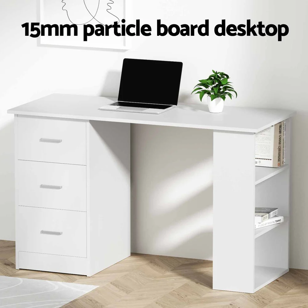 Artiss Computer Desk Drawer Shelf Cabinet White 120cm - Nurns