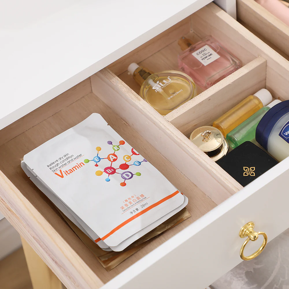 Dressing Vanity Table Stool Set with Make-up LED Lighted Mirror-White - Nurns