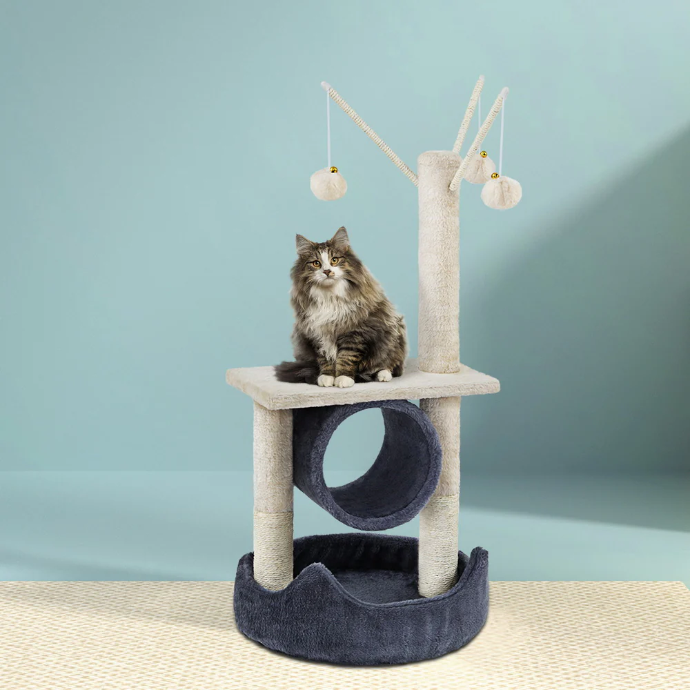 Cat Tree Scratching Post 76cm Scratcher Tower Condo House Hanging toys - Grey - Nurns
