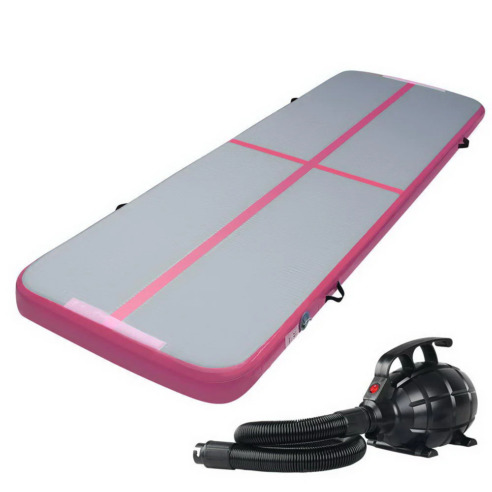 Everfit GoFun 3X1M Inflatable Air Track Mat with Pump Tumbling Gymnastics Pink - Nurns