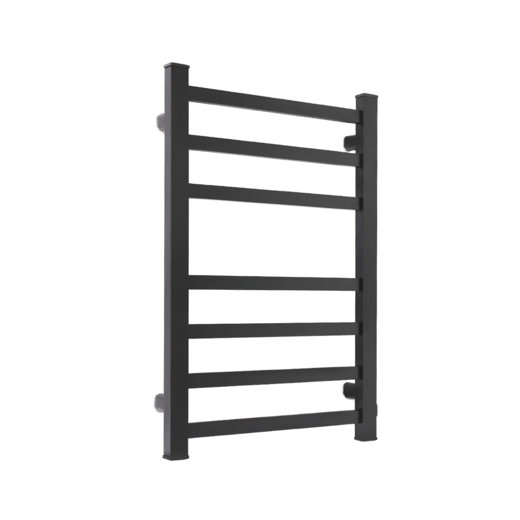 Heated Towel Rail Warmer Rack Wall Mounted - Black - Nurns