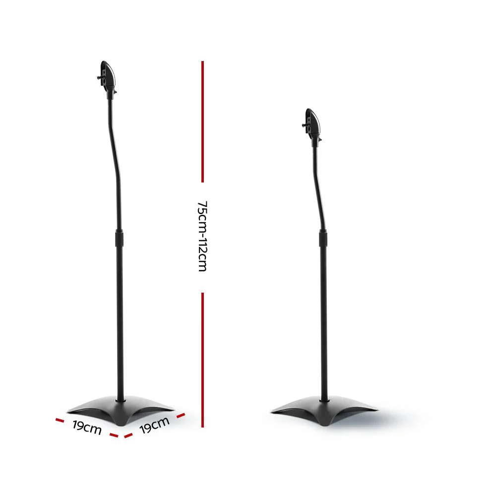 Set of 2 112CM Surround Sound Speaker Stand - Black - Nurns