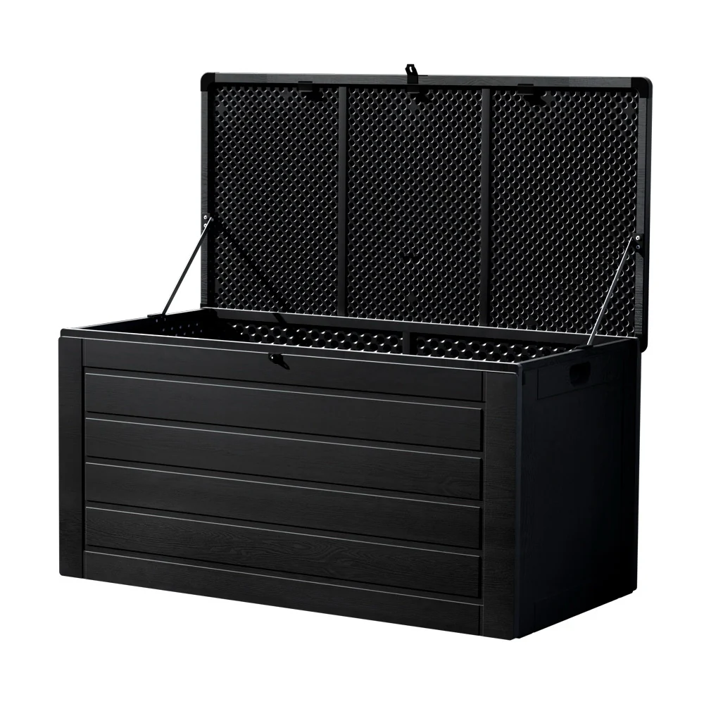 Outdoor Storage Box 680L Container Lockable Garden Bench Shed Tool All Black - Nurns