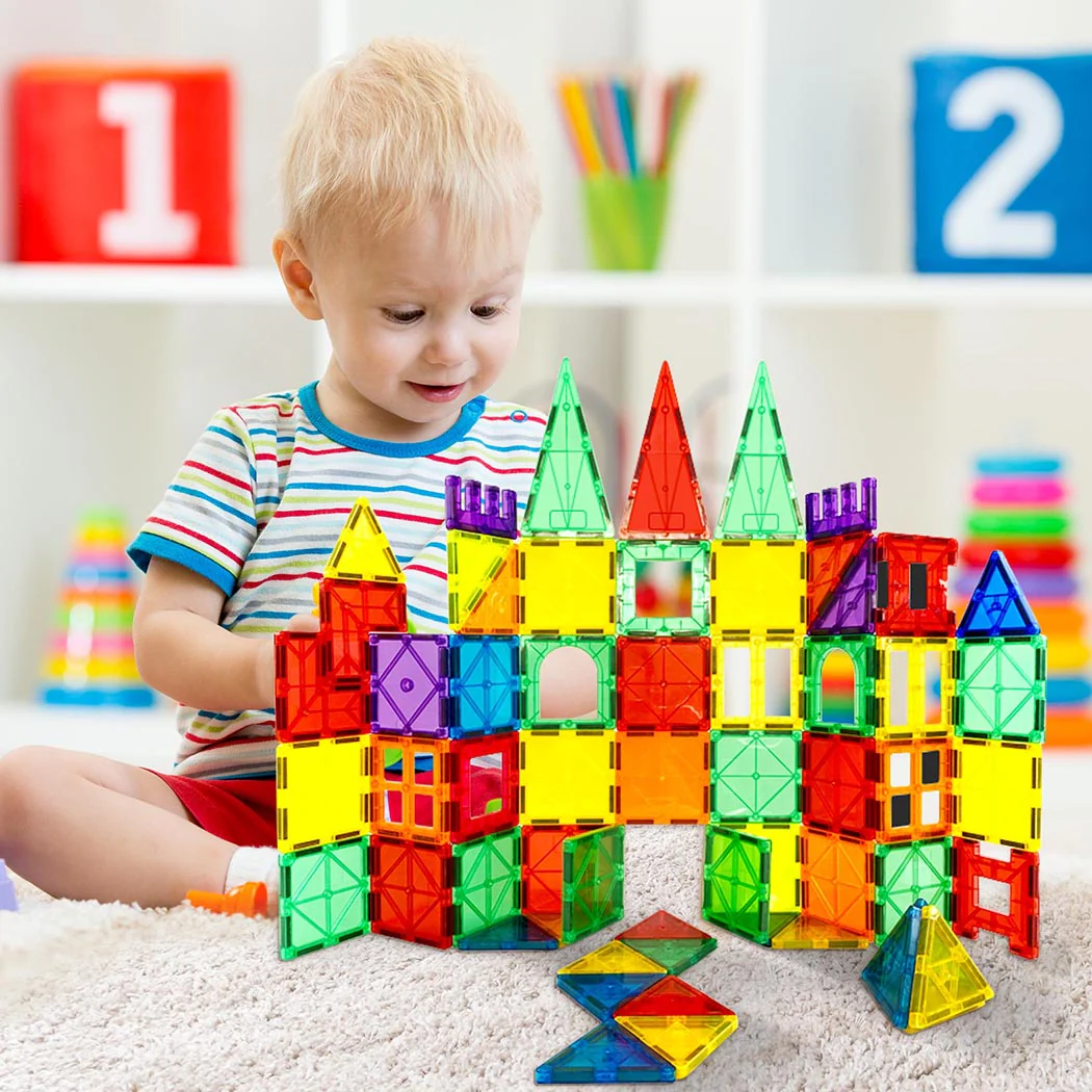 Kids Magnetic Tiles Blocks Building Educational Toys Children Gift Play - Nurns