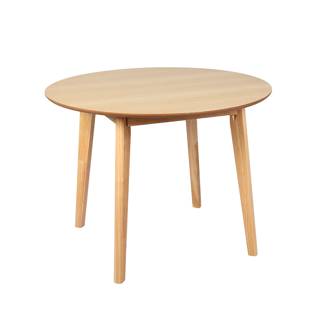 Dining Table Round Rubberwood Base 100cm - Natural - Nurns