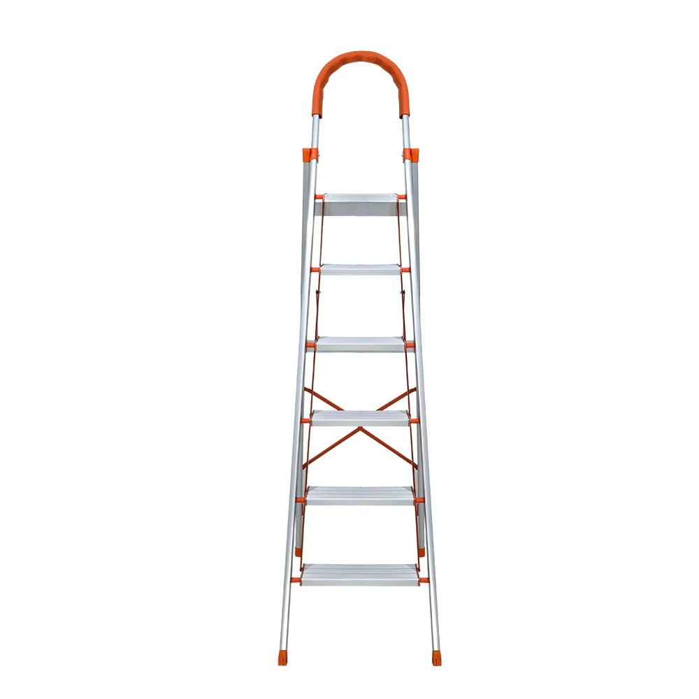 6 Step Ladder Multi-Purpose Folding Aluminium Light Weight Non Slip Platform - Nurns