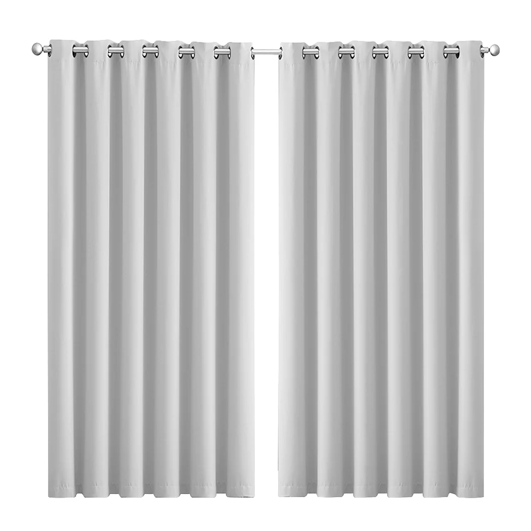 Set of 2 240x230cm Blockout Curtains Panels 3 Layers - Grey - Nurns