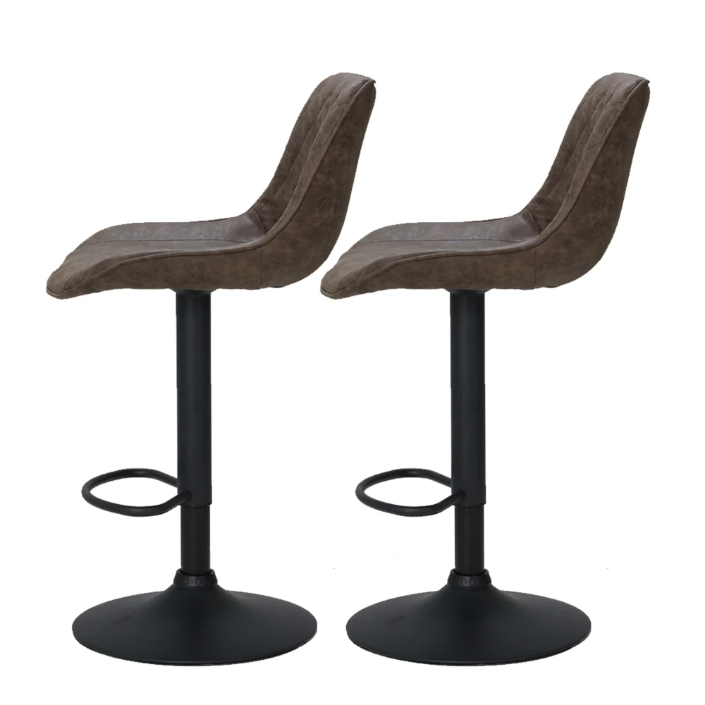 Set of 2 Barcelona Bar Stools Kitchen Stool Chairs Metal Barstool Dining Chair - Brown - Nurns