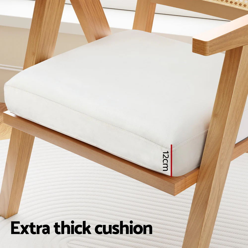 Maxine Armchair Accent Chair Lounge Rattan Velvet - Pine - Nurns