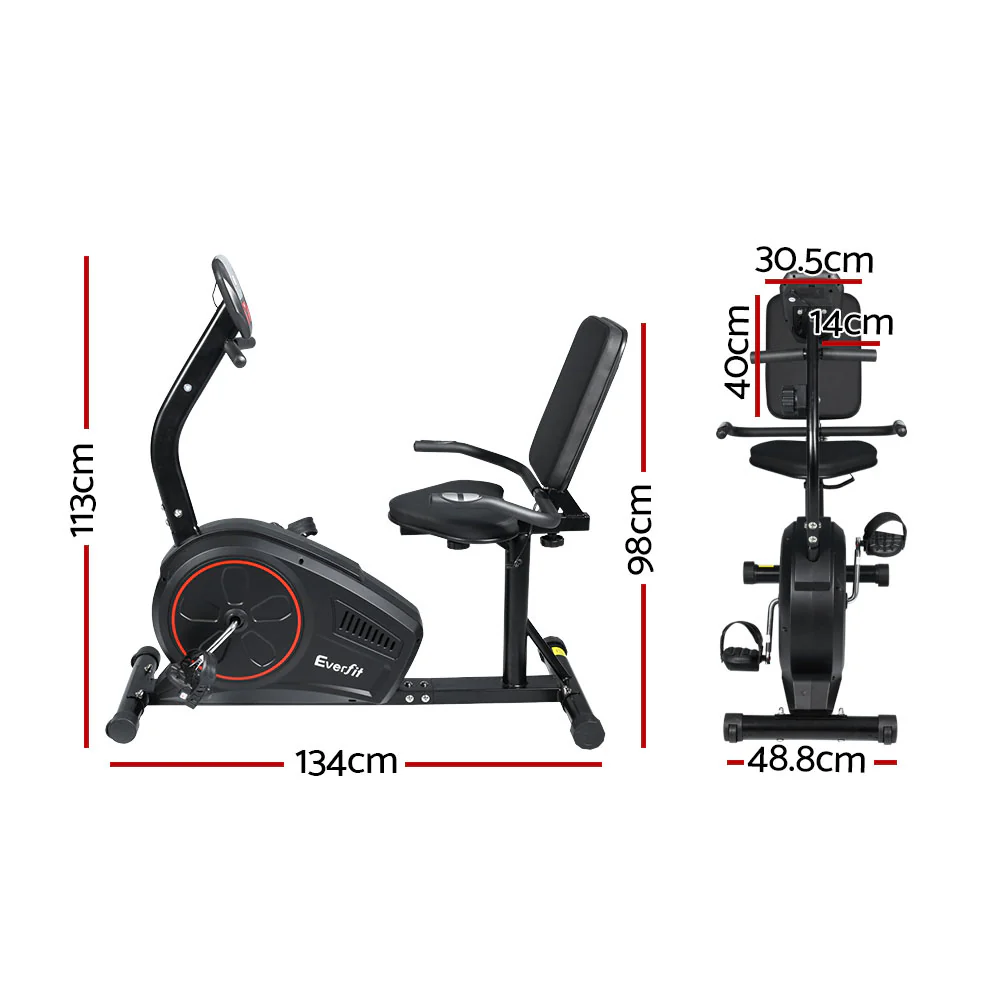 Everfit Exercise Bike Magnetic Recumbent Indoor Cycling Home Gym Cardio 8 Level - Nurns