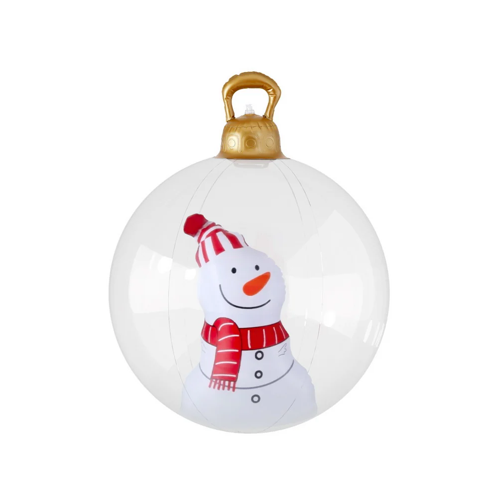 Snowman Giant Bauble Ball Christmas Inflatable Outdoor Xmas Decoration Clear - 60cm - Nurns