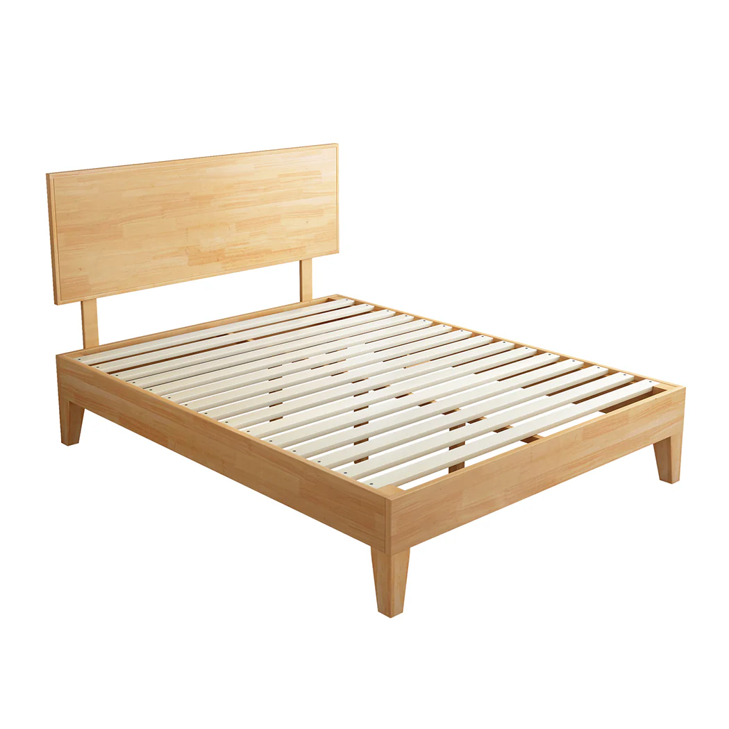 Naomi Rubberwood Bed Frame - Natural Double - Nurns