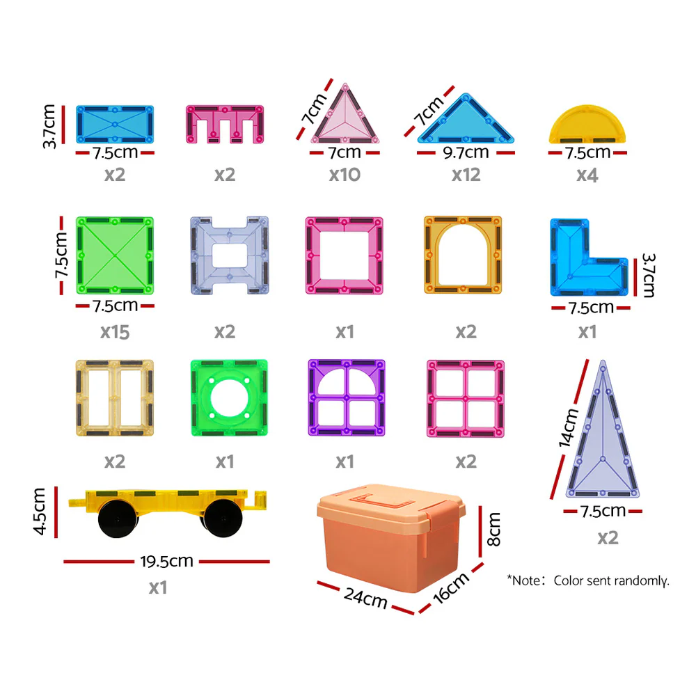 60pcs Kids Magnetic Tiles Blocks Building Educational Toys Children Gift - Nurns